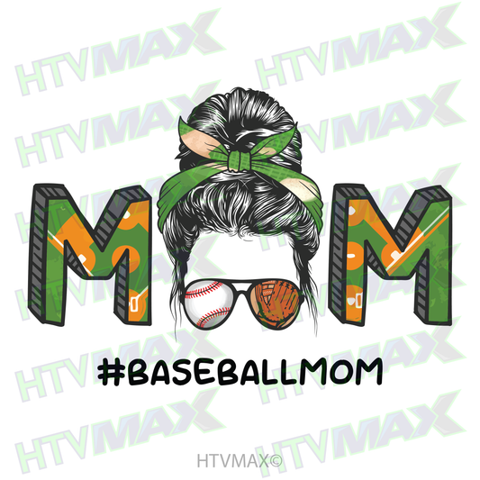 Baseball Mom Hair Bun Text
