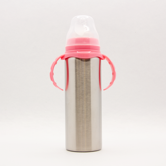8 oz Stainless Steel Pink Baby Bottle